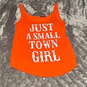 Orange Tank Top with White Text